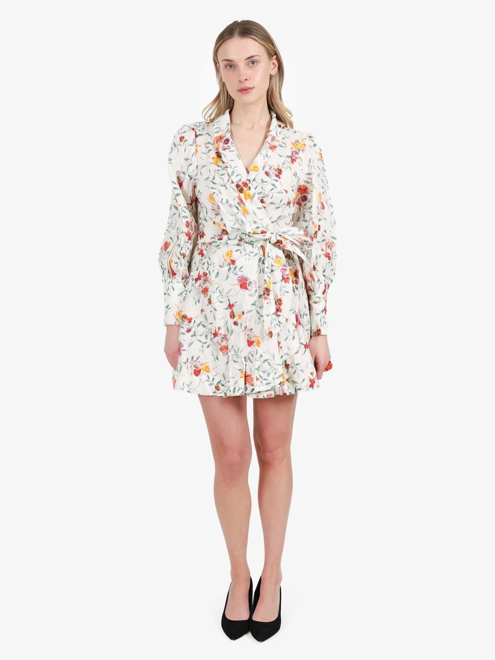 ZIMMERMAN FLORAL LINEN MINI DRESS size 1